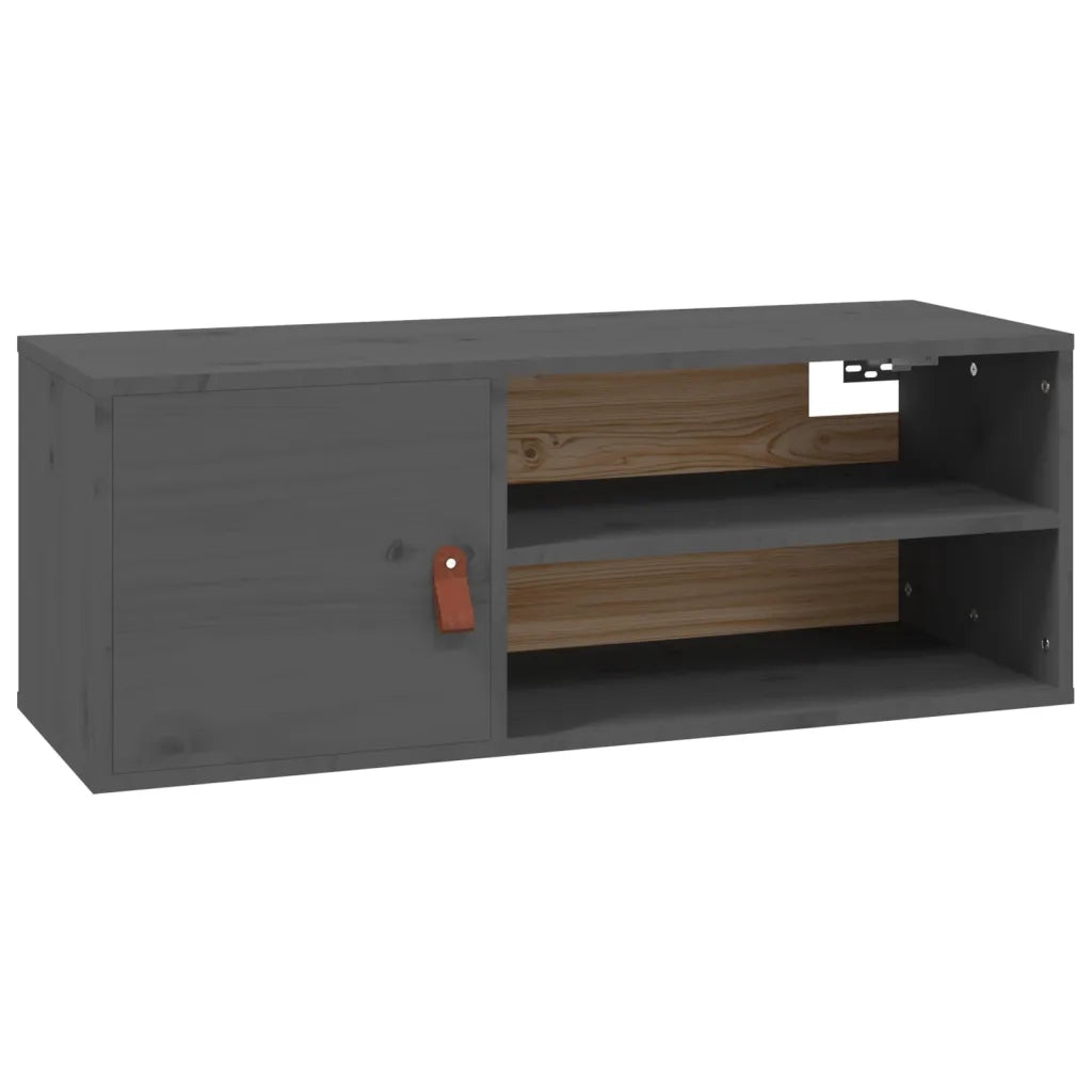 Pensili 2 pz Grigi 80x30x30 cm in Legno Massello di Pino 818390