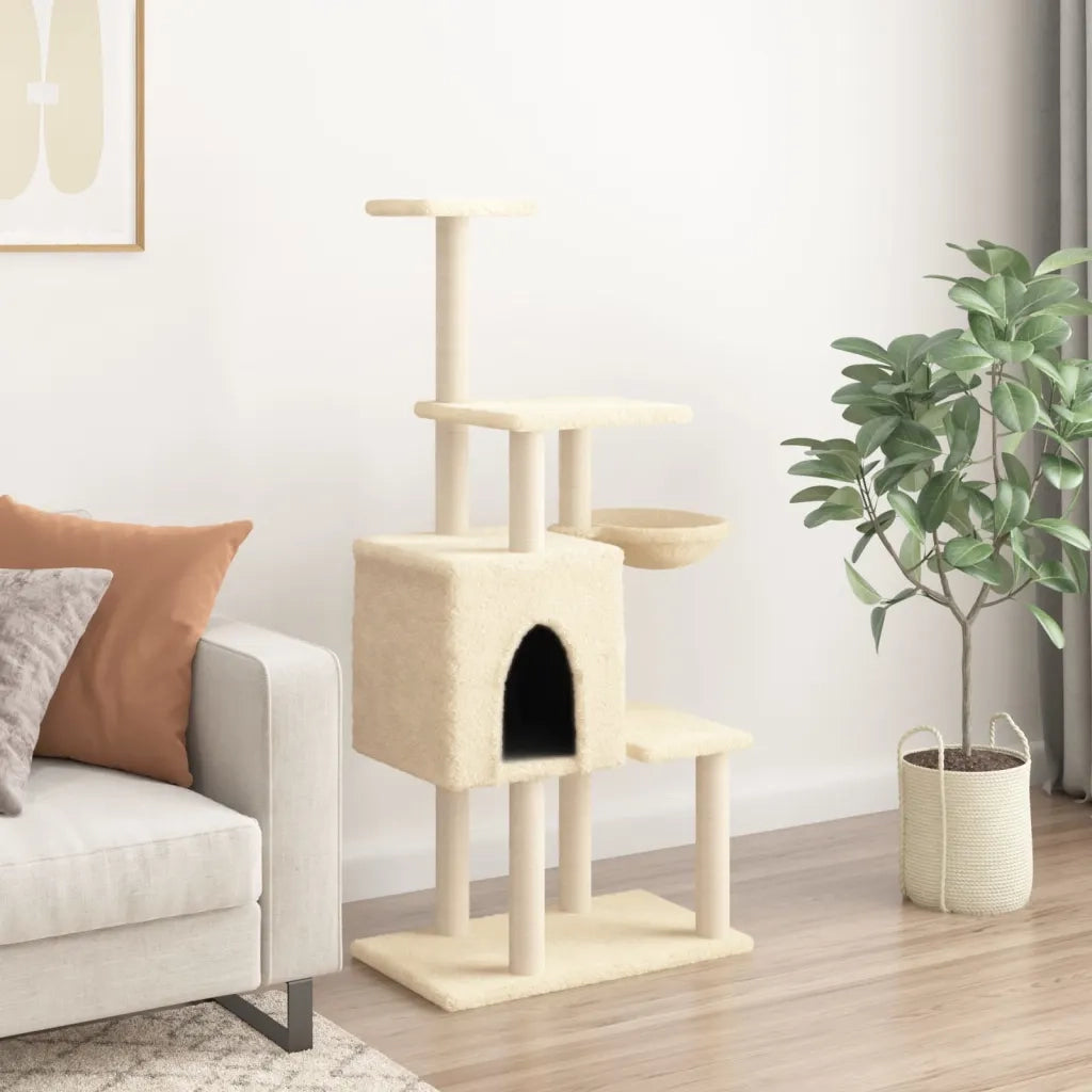 Albero per Gatti con Tiragraffi in Sisal Crema 131 cmcod mxl 110353
