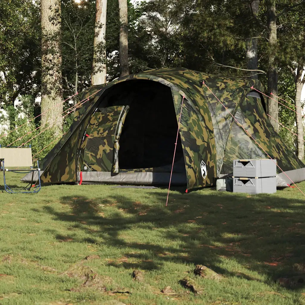 Tenda da Campeggio a Cupola per 6 Persone-Tenda per Escursionismo Mimetica Impermeabile 844401
