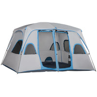 Tenda da Campeggio 4-8 Persone 4x2,75x2,1m in Tessuto Taffetà Grigio