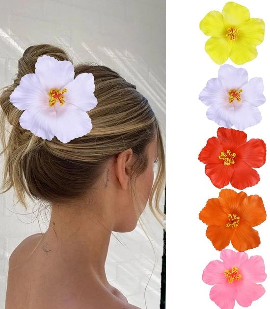 Accessori per Capelli 5 Pezzi - Fiori di Hawaï - Fiori Artificiali - Accessori per Capelli Donna - Ideali per Matrimoni - Prodotto Artigianale
