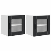 Pensile da cucina | Mobile in vetro da parete PORTO 2 pz Nero 40 x 31 x 40 cm