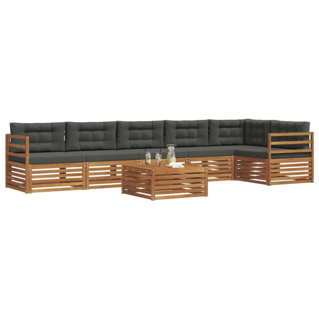 Set di divani da esterno con cuscino 7 pcs Naturale e Antracite