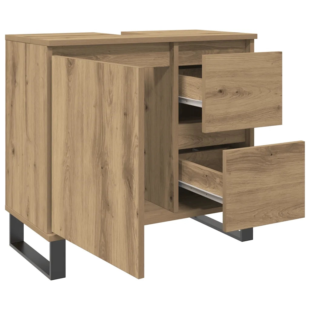 Armadietto da Bagno Rovere Artigianale 65x33x60cm in Truciolato 857230