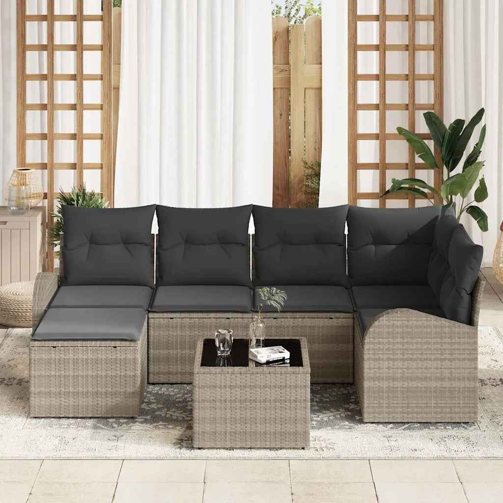 Set di divani con cuscino 7 pcs Grigio chiaro polyrattan 3354791