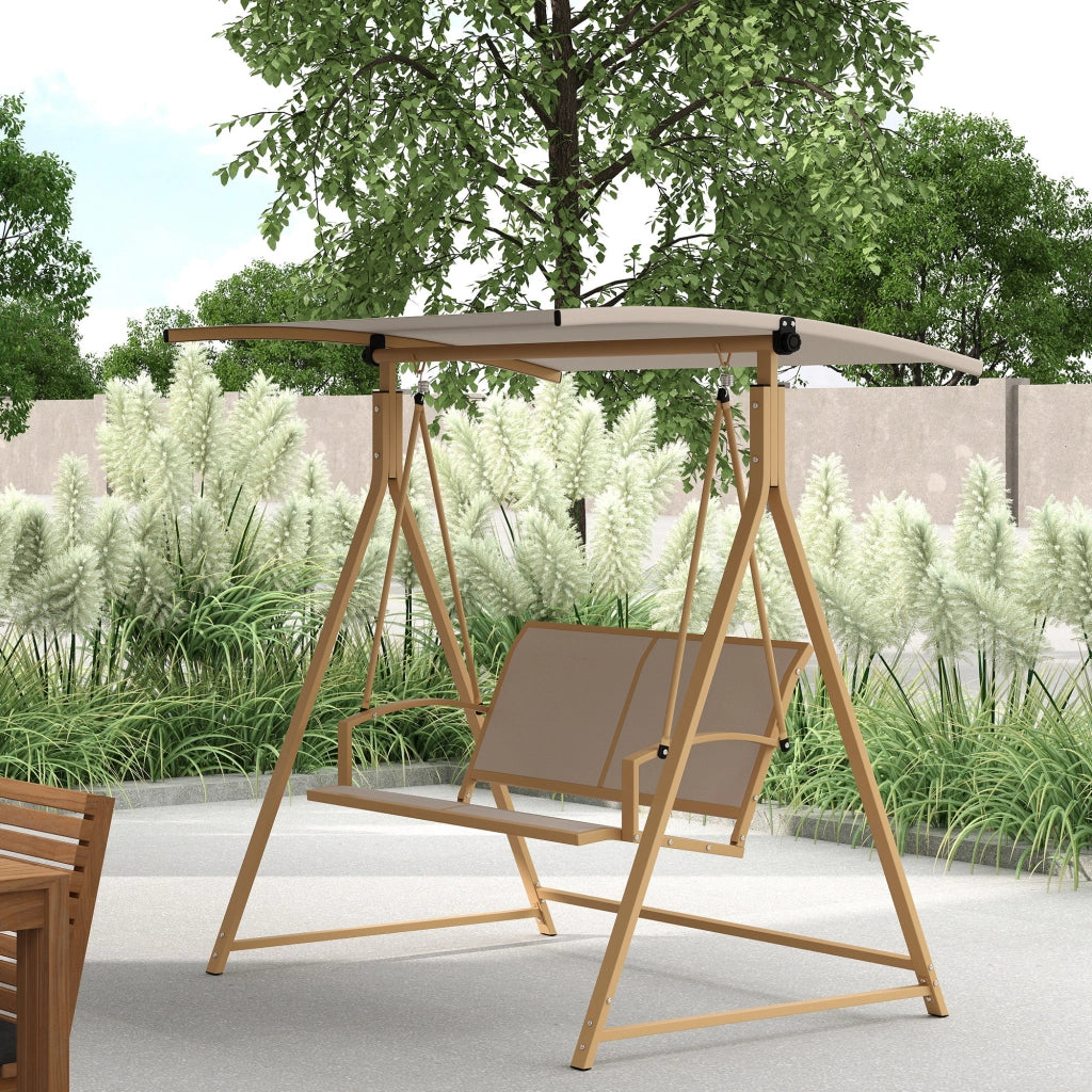 Altalena da Giardino 2 Posti con Tenda ¨C zephmum ¨C Caqui 160x112x162 cm