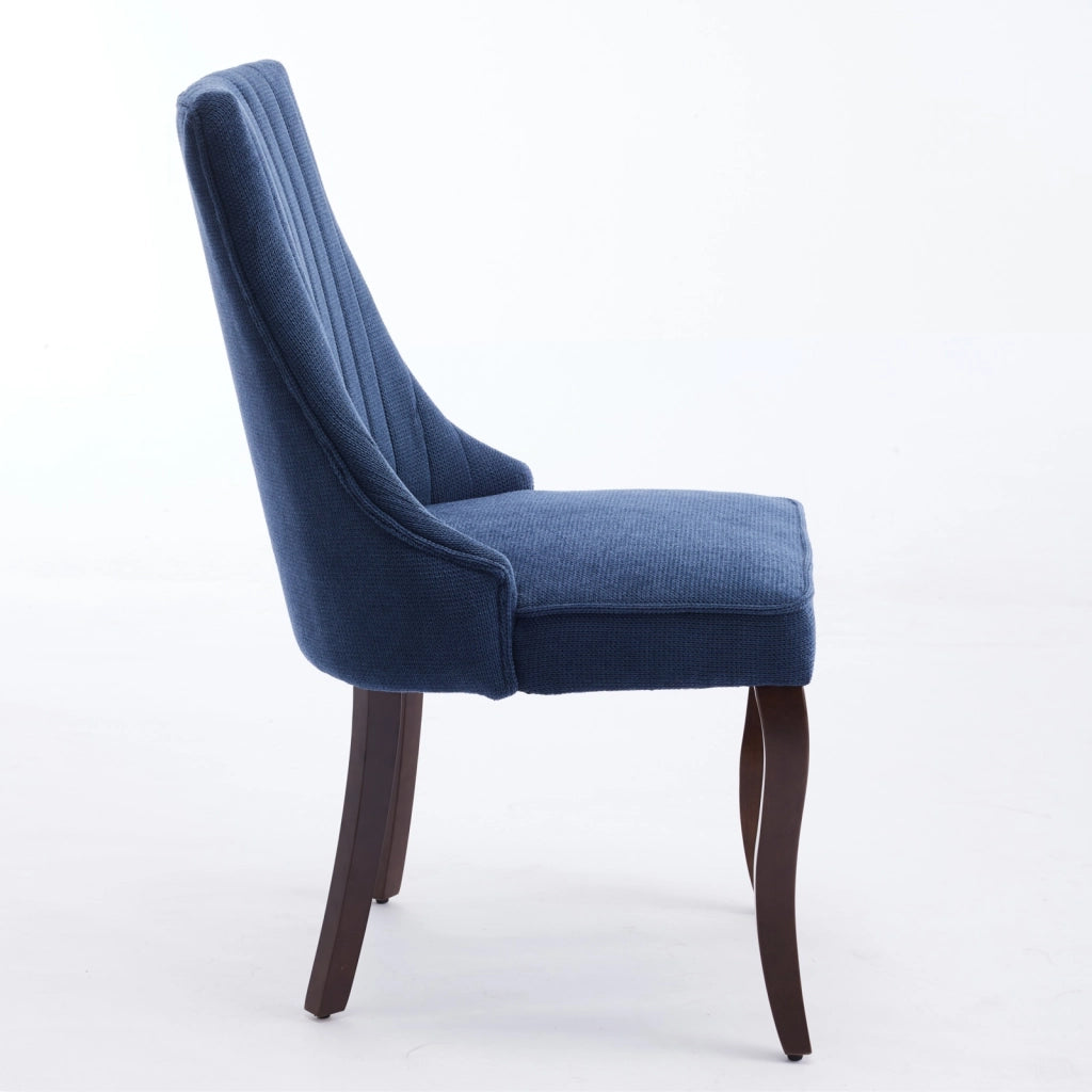 Sedie da Pranzo Imbottite in Tessuto con Gambe in Legno Massello ¨C MINIMAL ¨C Set 2, Blu