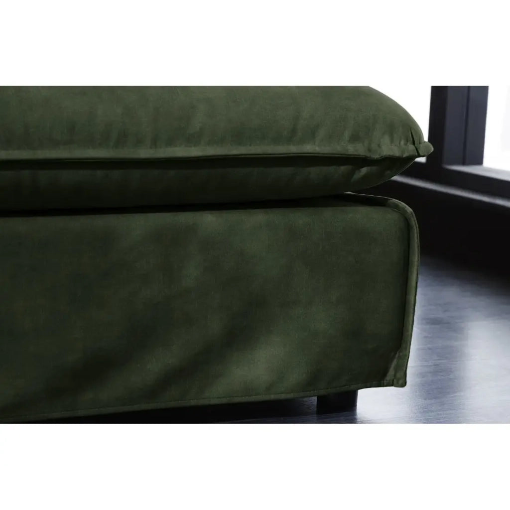 Pouf KALIA – Verde scuro – Velluto – Stile contemporaneo