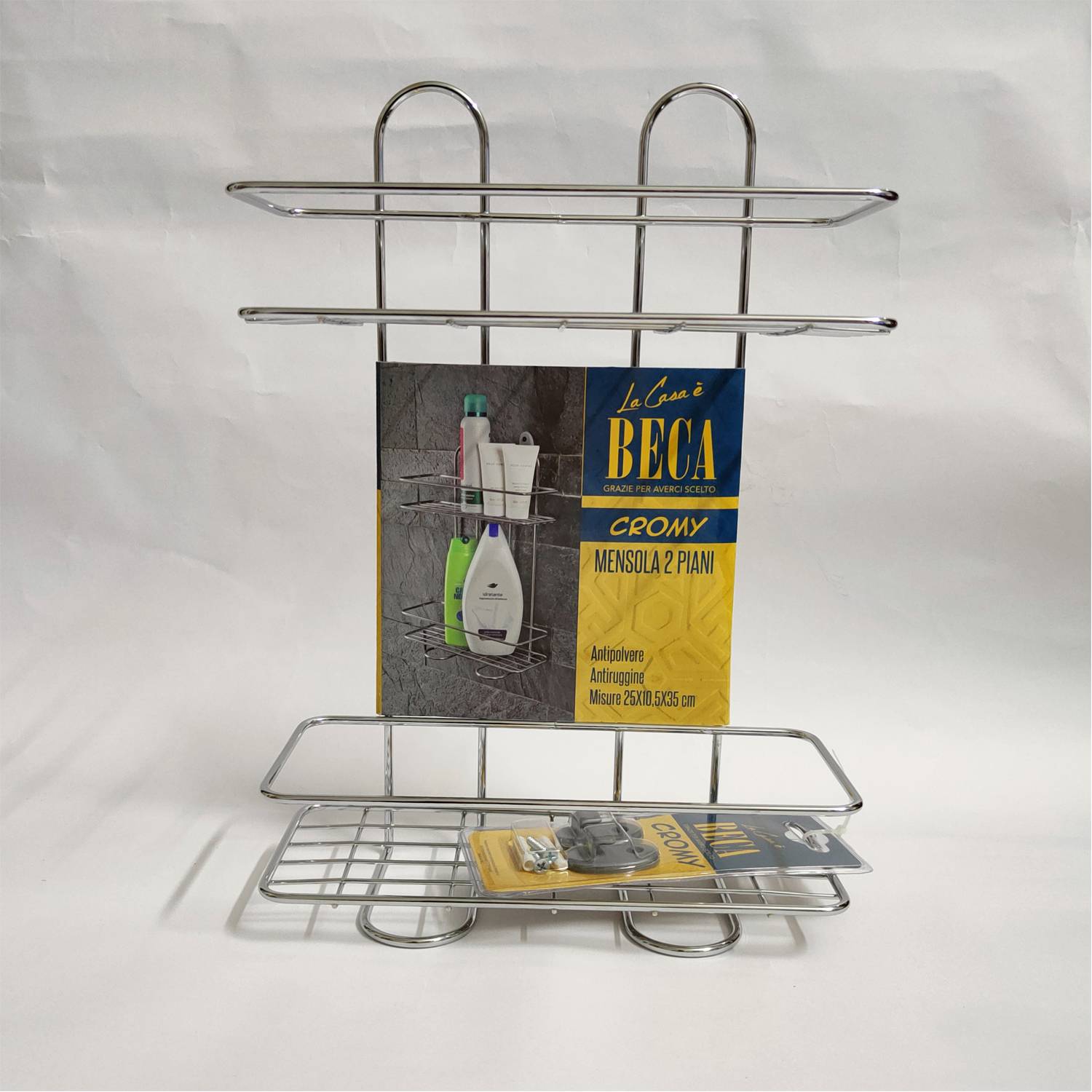 MENSOLA DOCCIA RETTANGOLARE CROMATO 2 RIPIANI