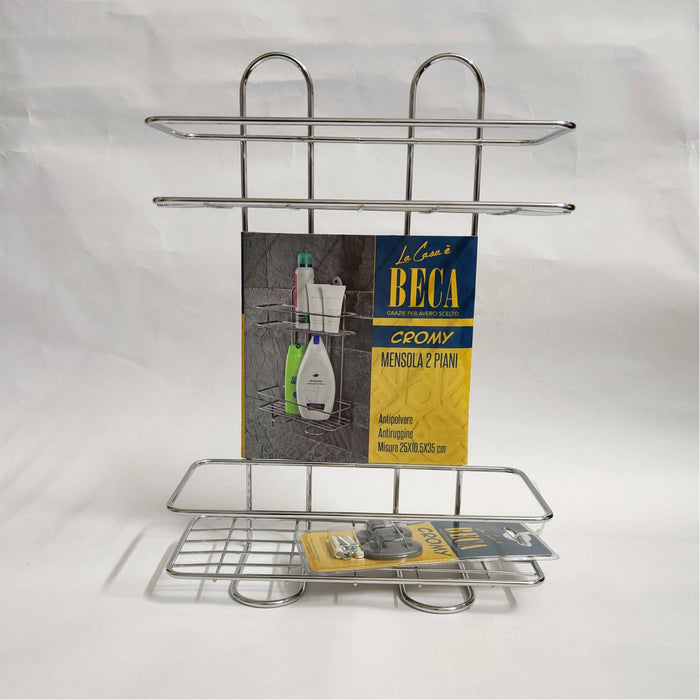 MENSOLA DOCCIA RETTANGOLARE CROMATO 2 RIPIANI