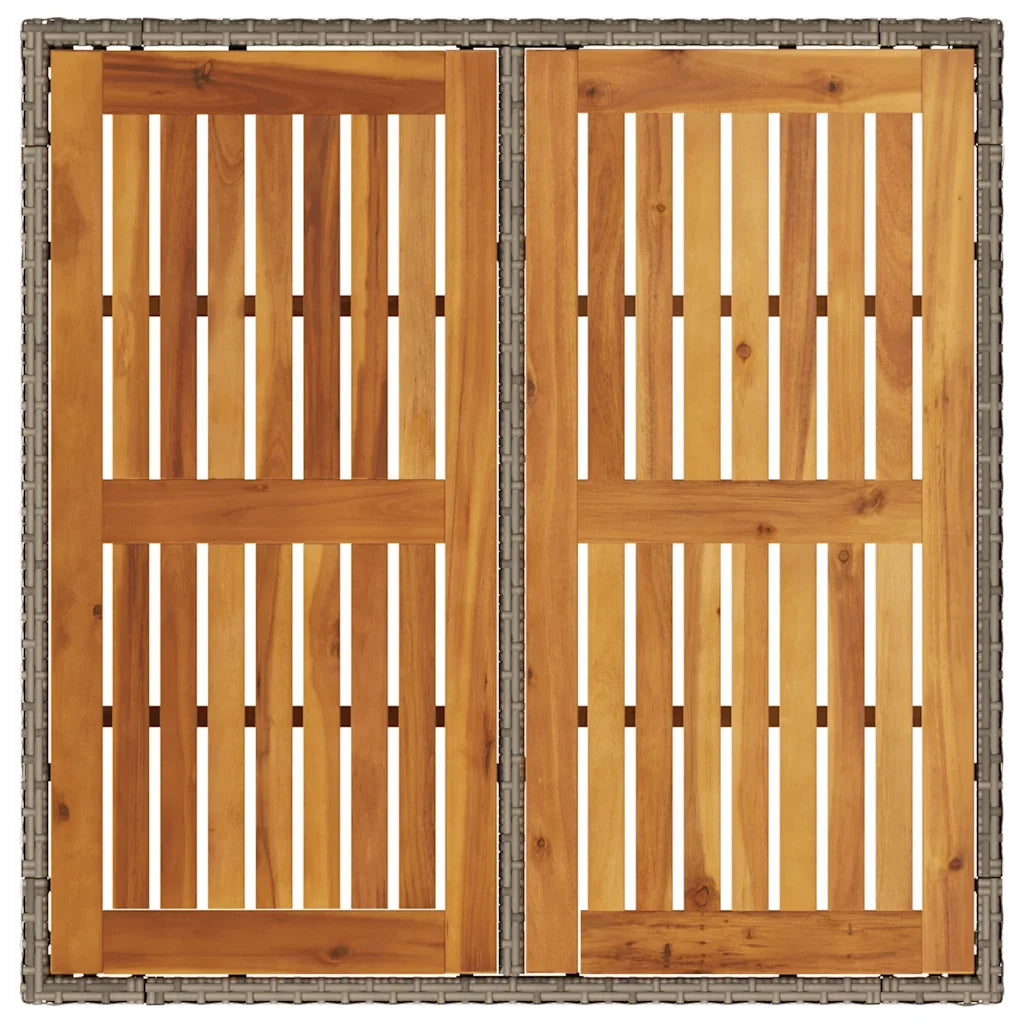 Tavolo Giardino Piano Legno Acacia Grigio 90x90x75cm Polyrattan 365530