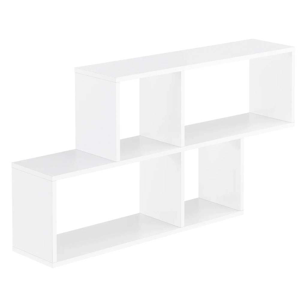 Scaffale sospeso a parete con 4 vani portaoggetti 100 cm bianco 03_0005840