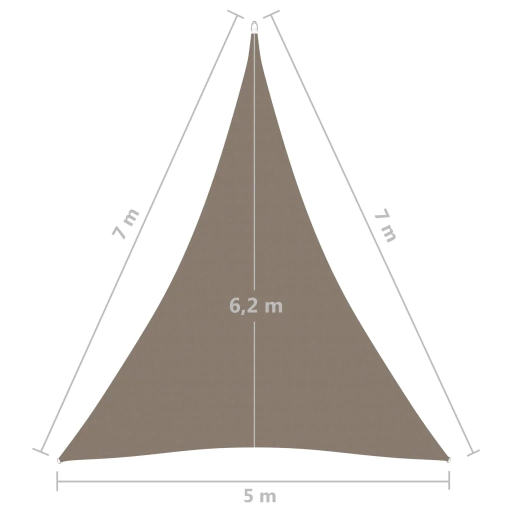 Vela ombreggiante triangolare in tessuto Oxford 5 x 7 x 7 m tortora 02_0009941