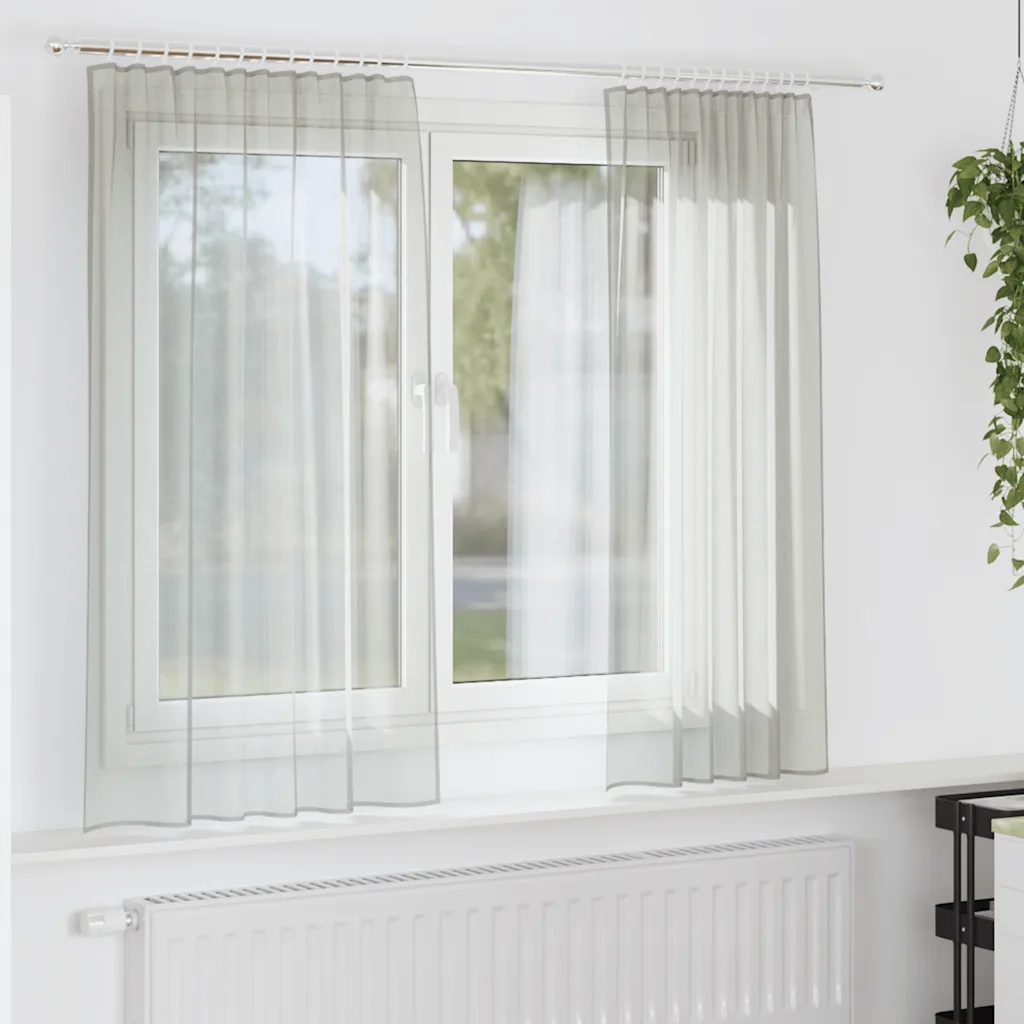 vidaXL Tende in Voile con Tasche per Aste 2 pz Grigio Chiaro