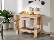 banco da falegname in legno massello con morsa grezzo 120x56x88 - Mobili 2G