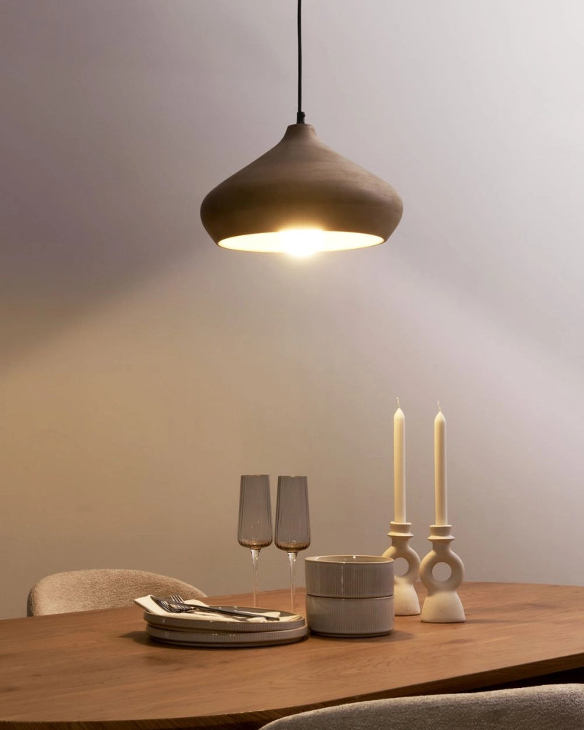 Lampadario dalla Forma rotonda regolabile in legno di mango chiaro da appendere lampada da soffitto