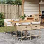 Set da Pranzo da Giardino 5 pz con Cuscini Beige in Polyrattan 3211264