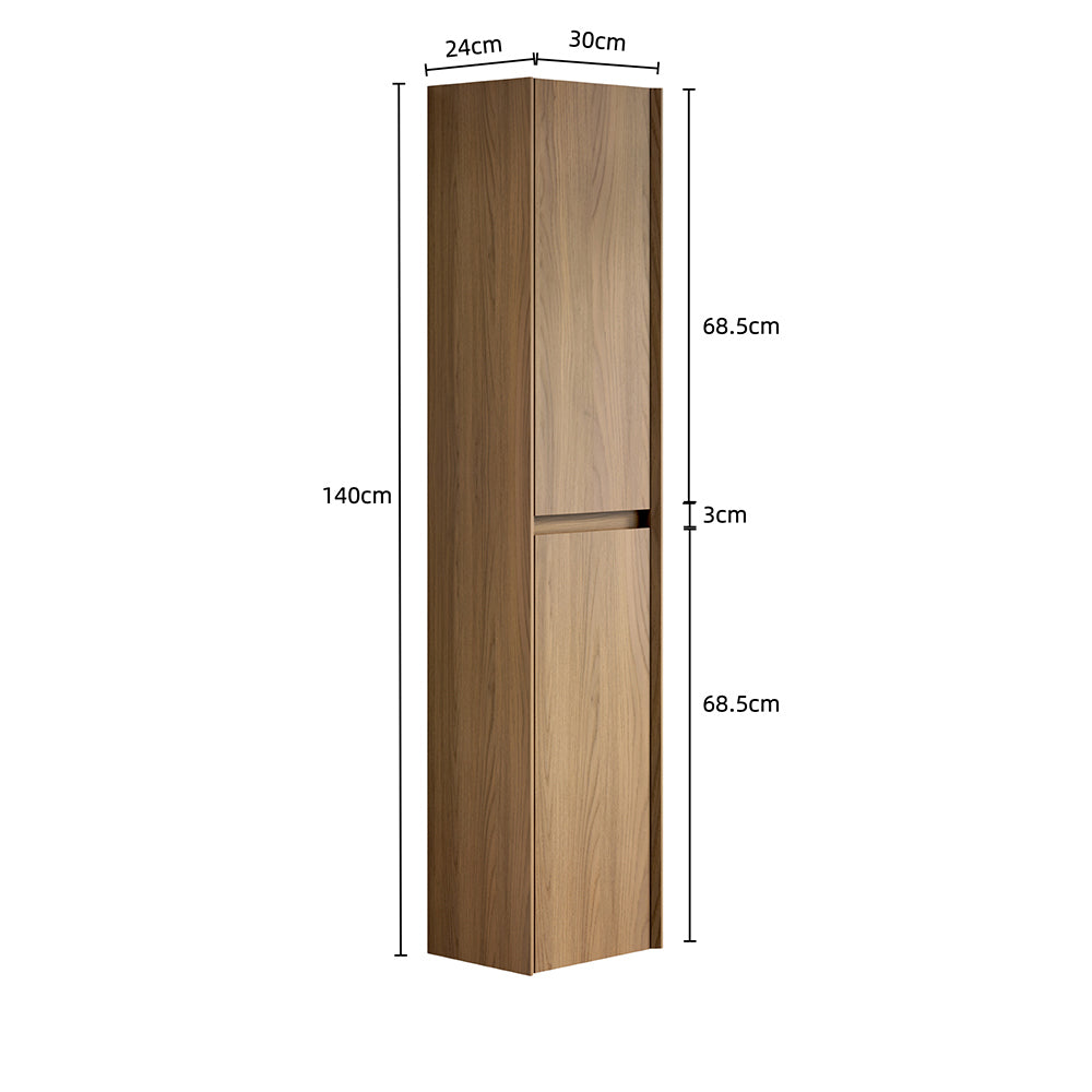 Armadio da bagno a muro - Xylo - 140 cm - Espresso - 4 compartimenti per piccoli spazi