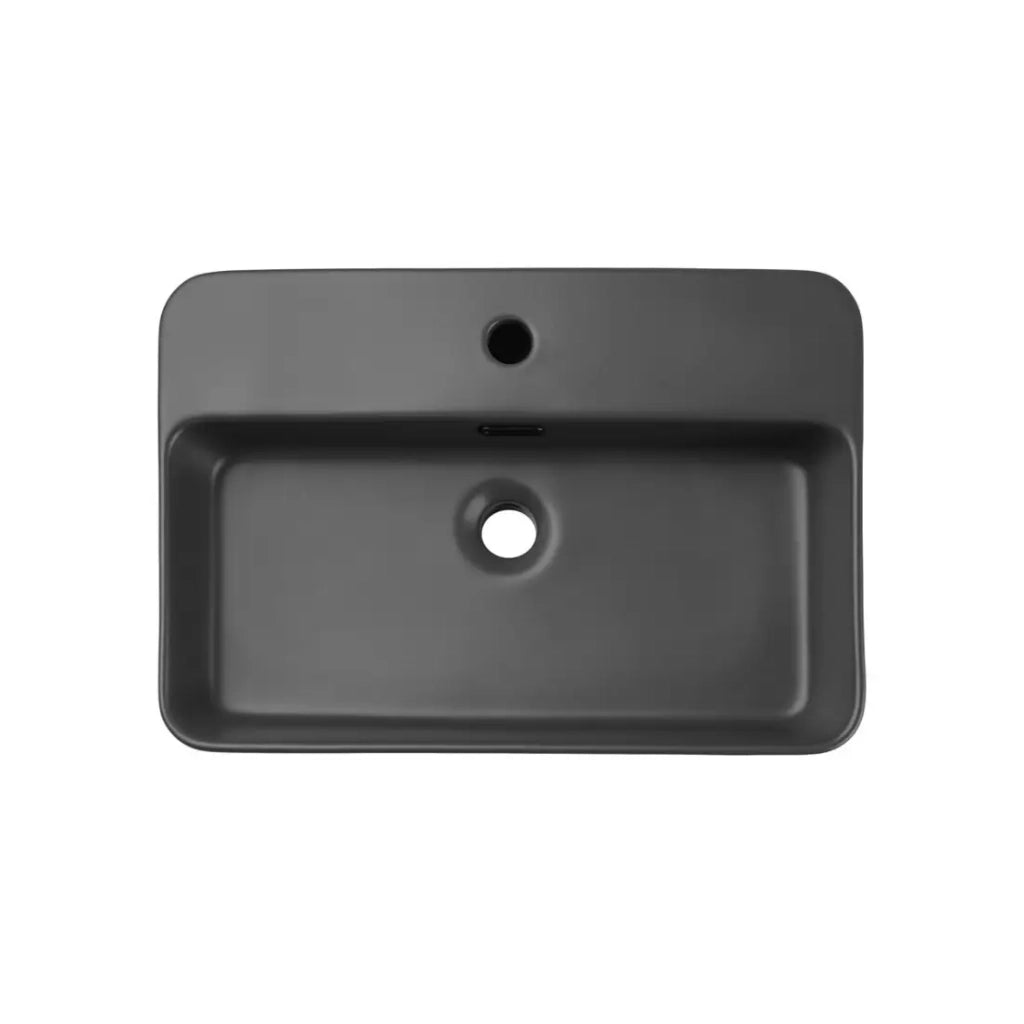 Lavabo da appoggio rettangolare 55x38 cm in ceramica grigio scuro opaco