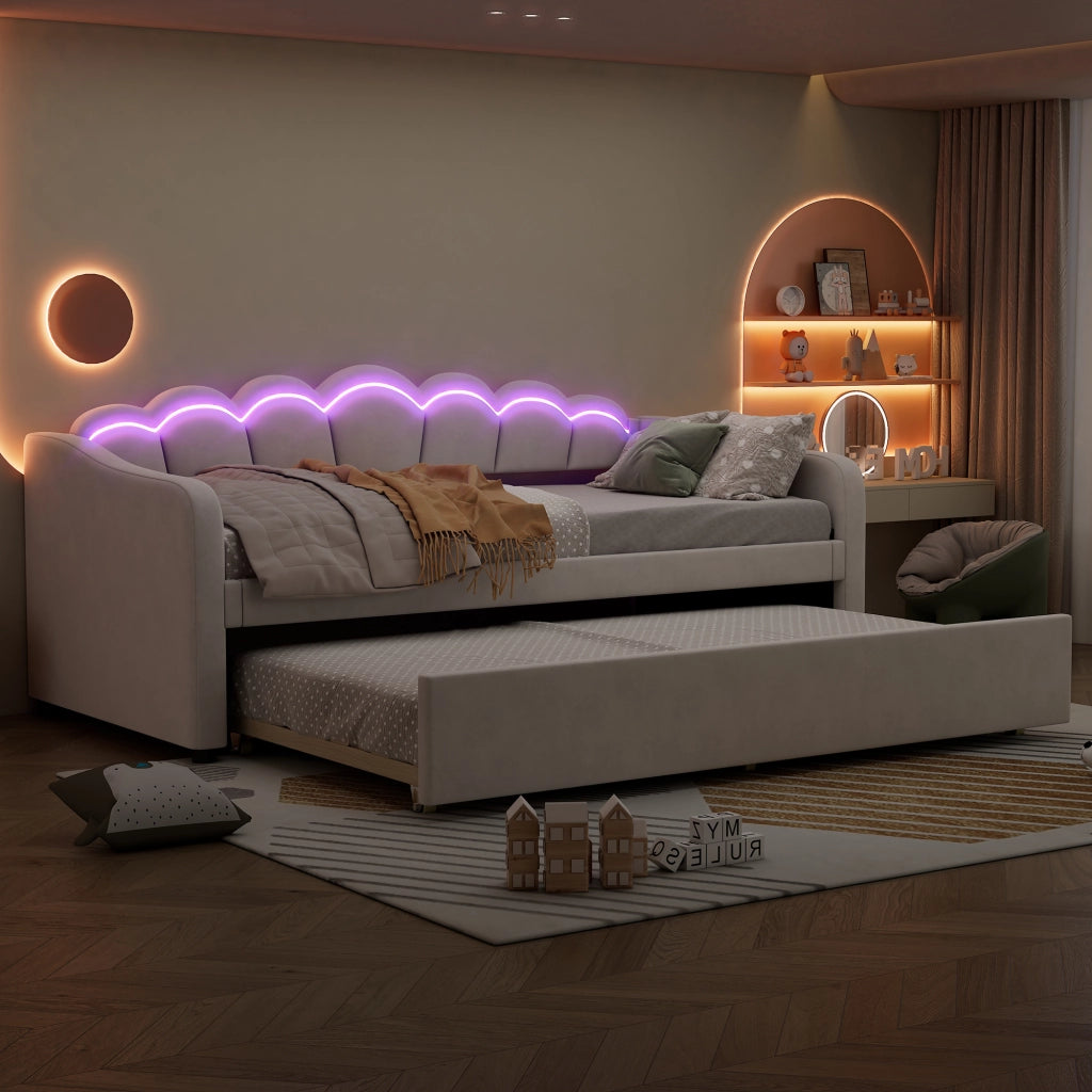 Tagesbett con letto estraibile velluto 90x200 cm