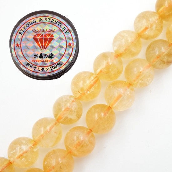 Kralen con cordone per l'allestimento di accessori personalizzati Pietre di energia per bracciali curativi 8 mm = 96 pezzi e 1 rotolo di filo Citrino AAA 8 mm