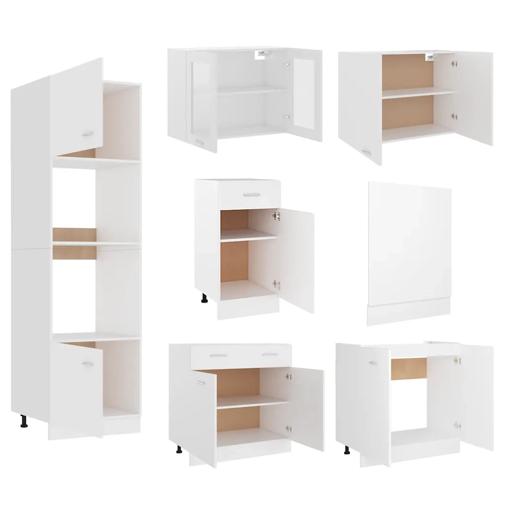 Set Armadi da Cucina 7 pz Lyon Bianco in Truciolato 3067623