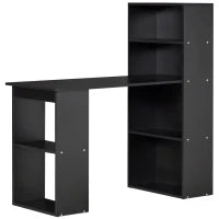 Scrivania PC in Legno con 6 Ripiani Portaoggetti Laterali, 120x55x120 cm, Nero