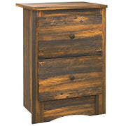 Comodino con 2 Cassetti in stile Rustico, Comodino per Camera da Letto in Legno, 40x30x56 cm, Marrone