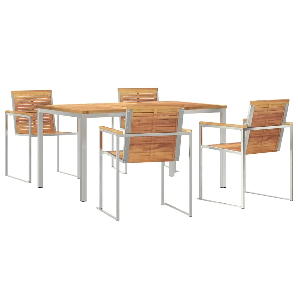 Set da Pranzo per Giardino 5 pcs Marrone Legno di teak solido 3334823