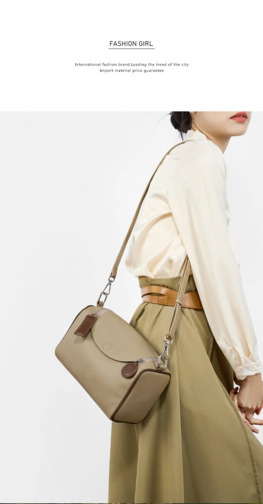 Borsa a tracolla da donna in vera pelle, colore grigio.