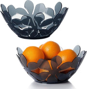 Fruiture da tavolo in plastica, 2 pezzi, 25 x 11 cm con forma di foglie di fiori, non arrugginisce, con foro, scatola da frutta decorativa per la cucina - blu