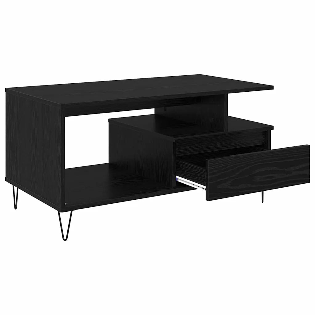 Tavolino da Salotto con Cassetto-Tavolino da soggiorno-Tavolo Rovere Nero 90 x 49 x 45 cm 497627