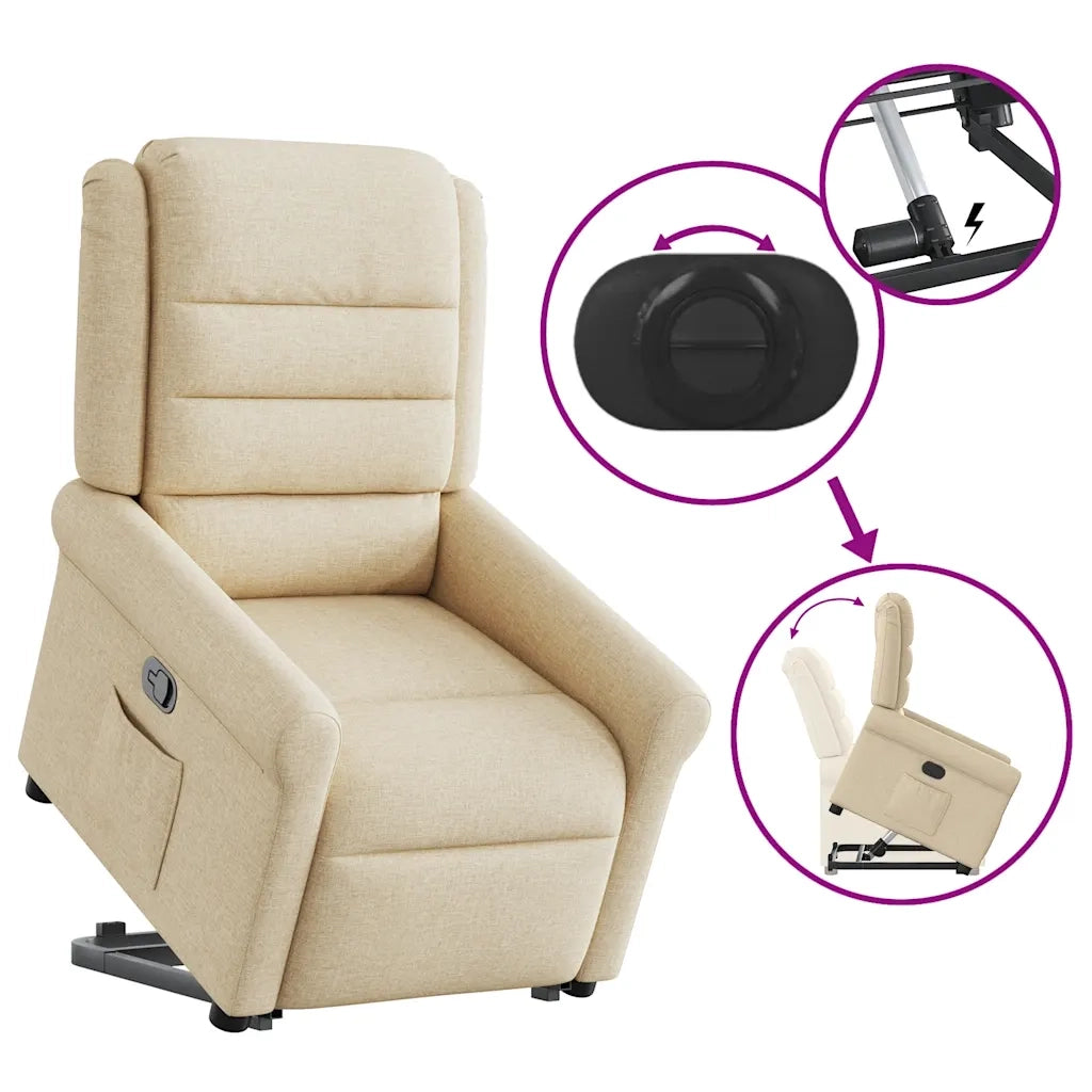 Poltrona Alzapersona Reclinabile Crema in Tessuto 3303322