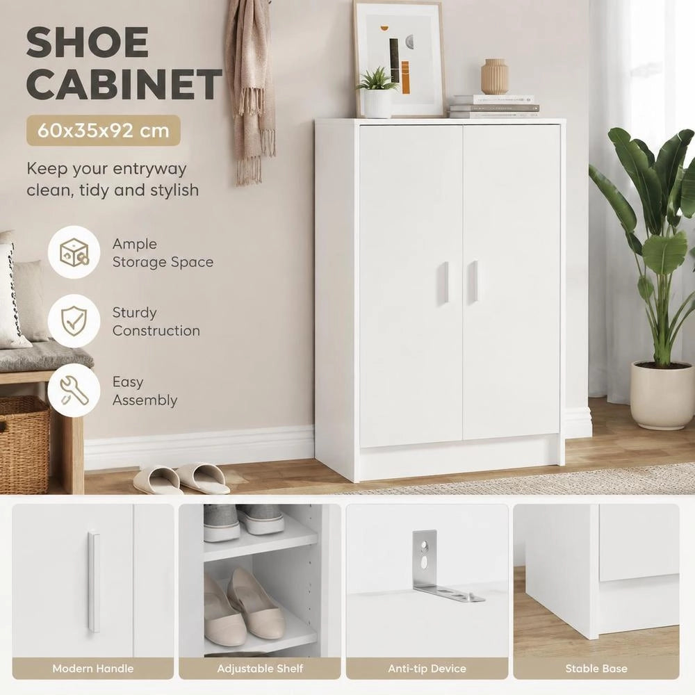 Shoe Cabinet White 60x35x92 Cm Wood-based Material