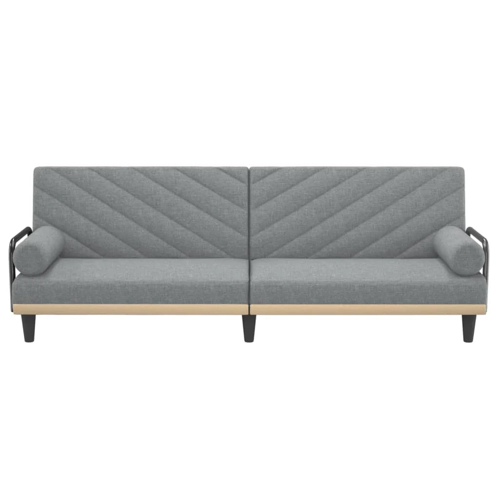 Divano letto con braccioli 205 x 89 x 70 cm tessuto grigio chiaro 02_0021015