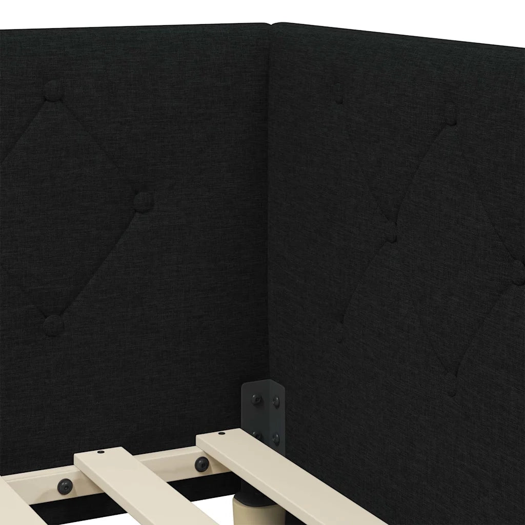Cornice del letto ad angolo Nero 90 x 200 cm Tessuto