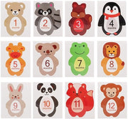 Etichette per Bambini 12 Stuks - Sticker del Mese - Memento di Milestone - Ricordi - Disegno di Cartone - Materiale Carta - Dimensioni circa 13 x 11,5 cm