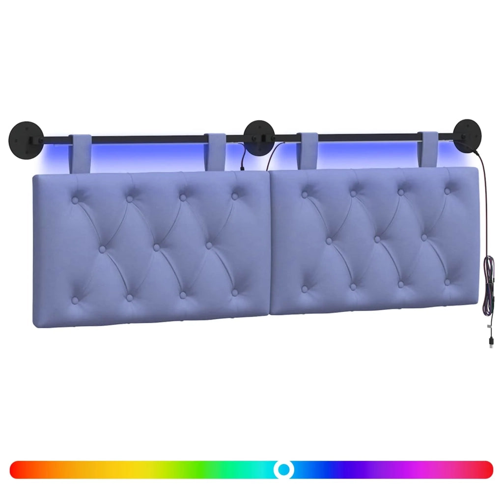 Testiera sospesa Con luce LED Blu jeans Tessuto