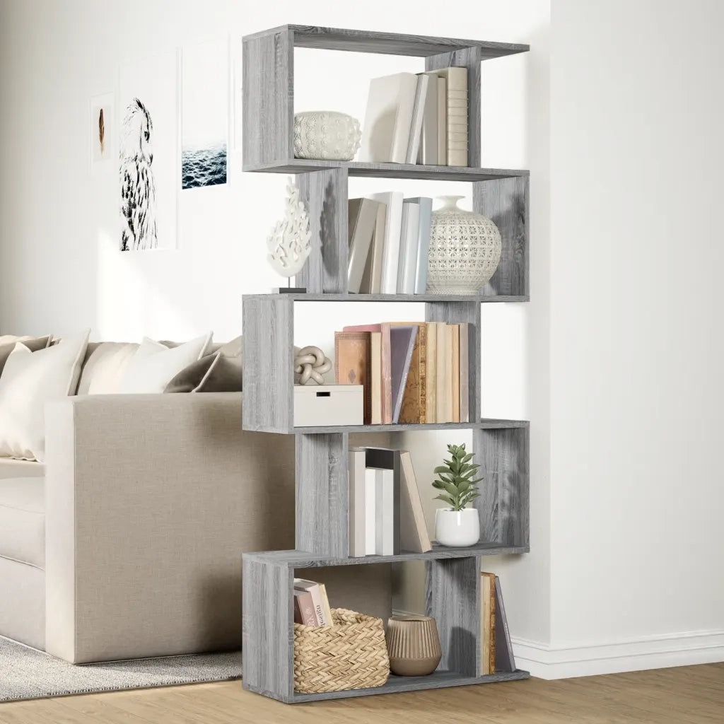 Libreria Divisorio 5Piani Grigio Sonoma 70x24x161cm Truciolato 858098