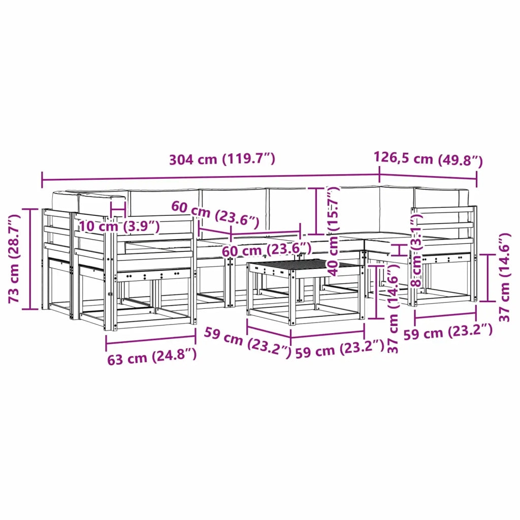 Set di divani da esterno 6 pz 3387369