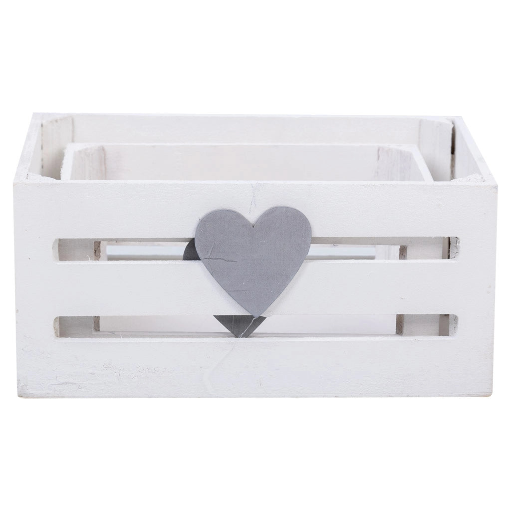 Cassettiera in legno set 2 pezzi bianco 20x13x09, 16x11x08cm