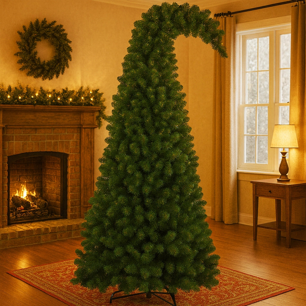 Albero di Natale Grumpy Verde Punta Ricurva 180cm Addobbo Natalizio 800 Punte