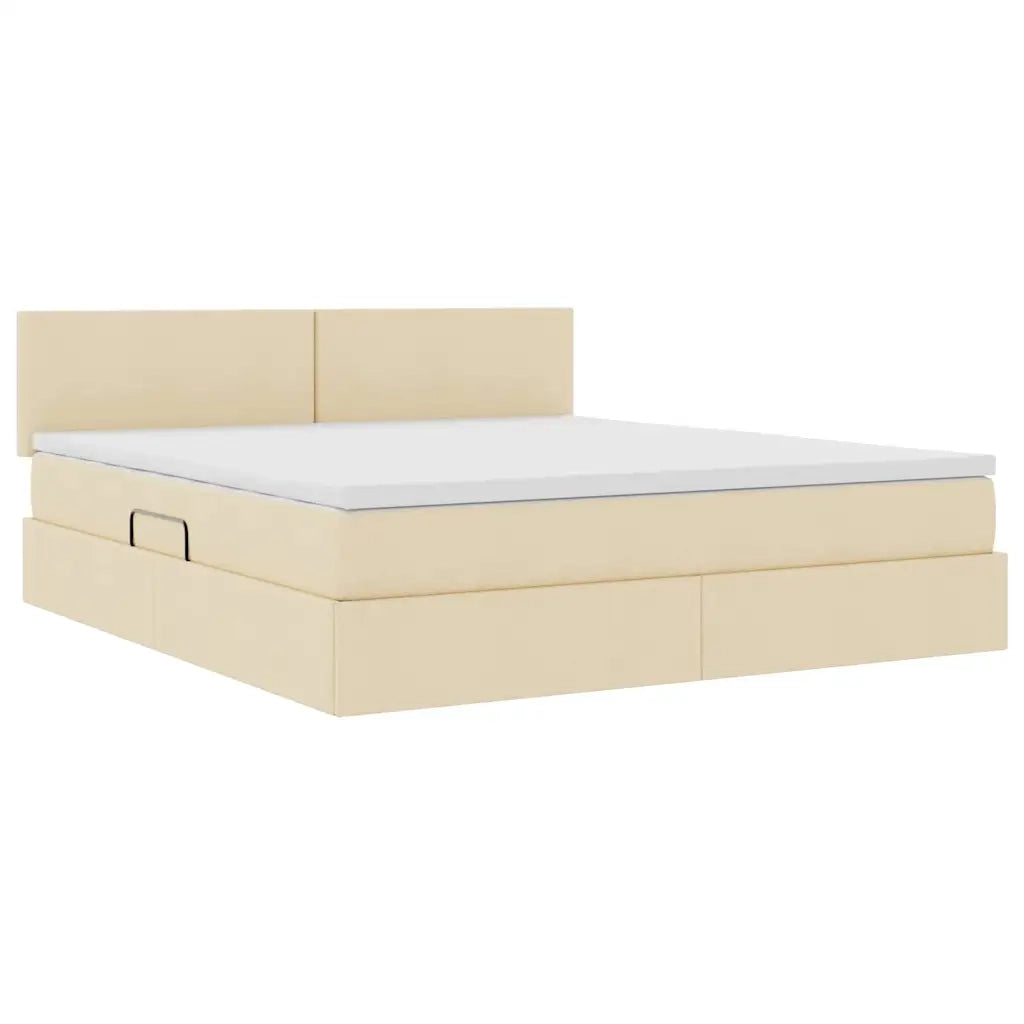 Letto con contenitore LED e materasso Crema 180 x 200 cm