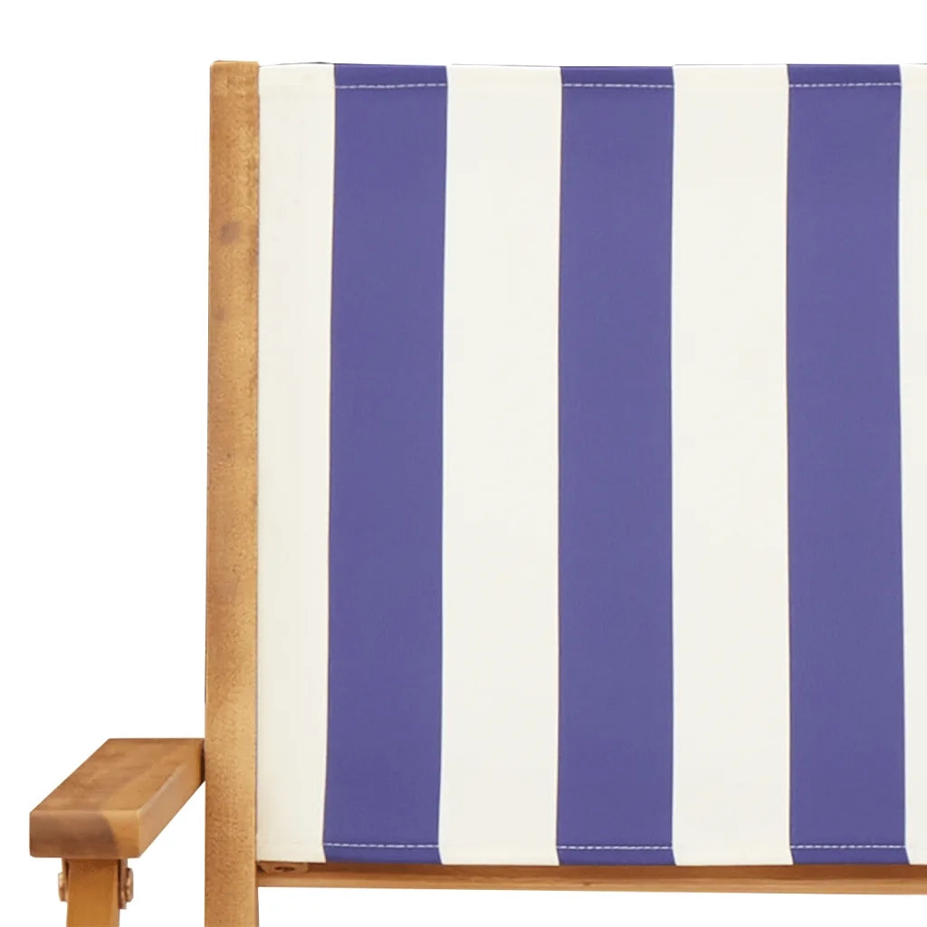 Sedie Giardino 2pz Blu e Bianco Legno Massello Acacia e Tessuto 367674
