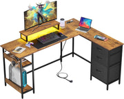 Scrivania da gaming angolare L ¨C zephmum ¨C marrone, legno, 150x118 cm