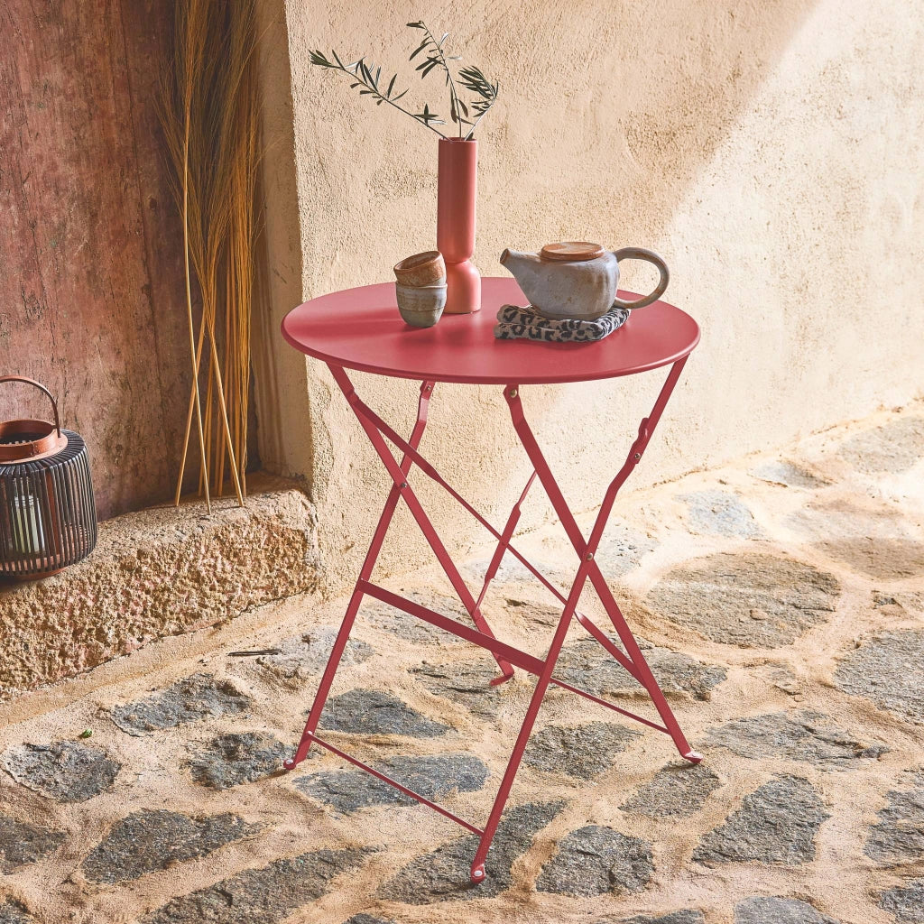 Tavolo da giardino bistrot pieghevole in acciaio, 2 posti, ø60cm,