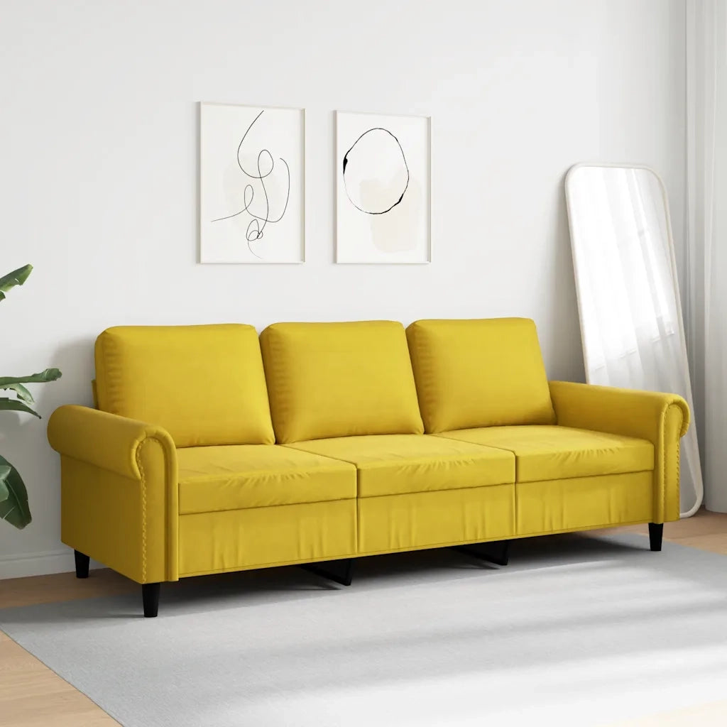 Divano a 3 Posti Giallo 180 cm in Velluto 359545