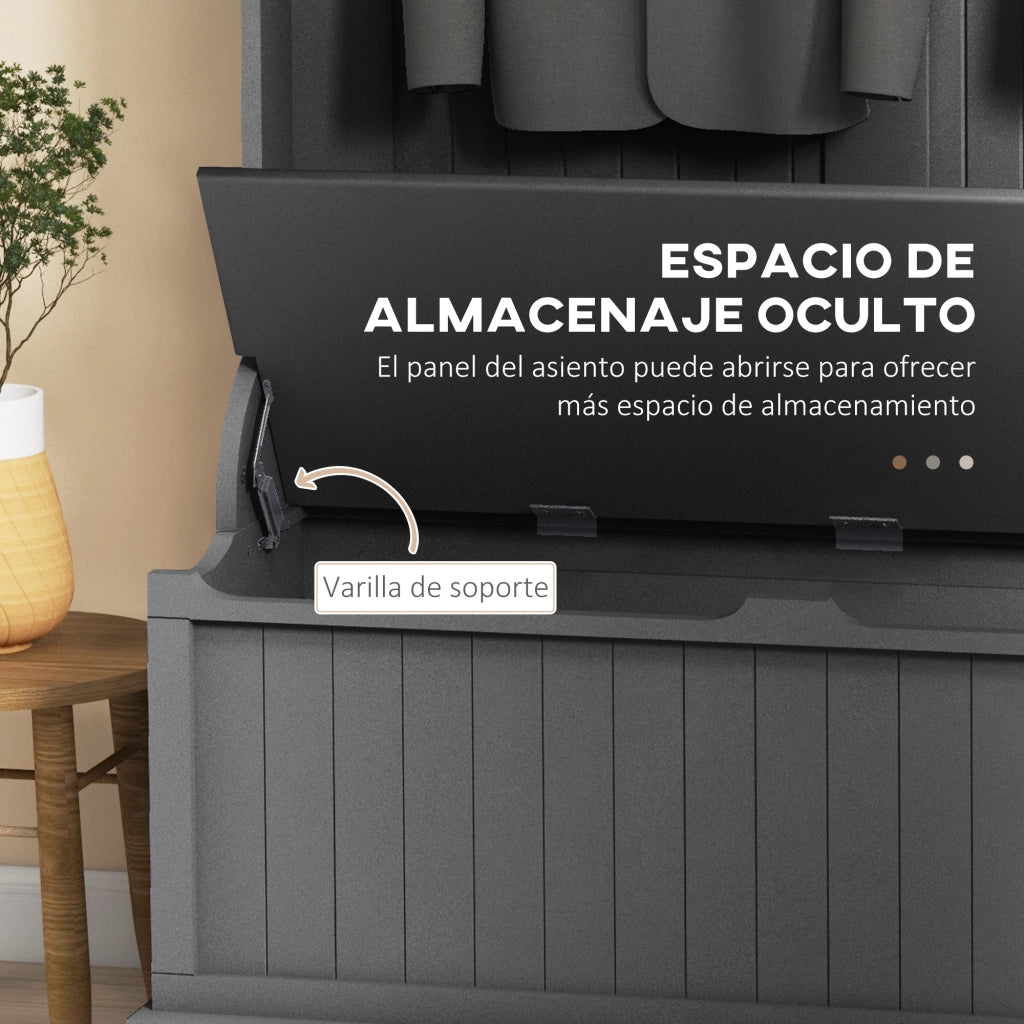 Appendiabiti con Panca Portascarpe e 5 Ganci ¨C Xylo ¨C Nero Moderno 96x34x179,7 cm