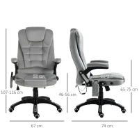 Sedia da Ufficio con Funzione Massaggiante e Altezza Regolabile, in PU, 67x67x116-126 cm, Grigio
