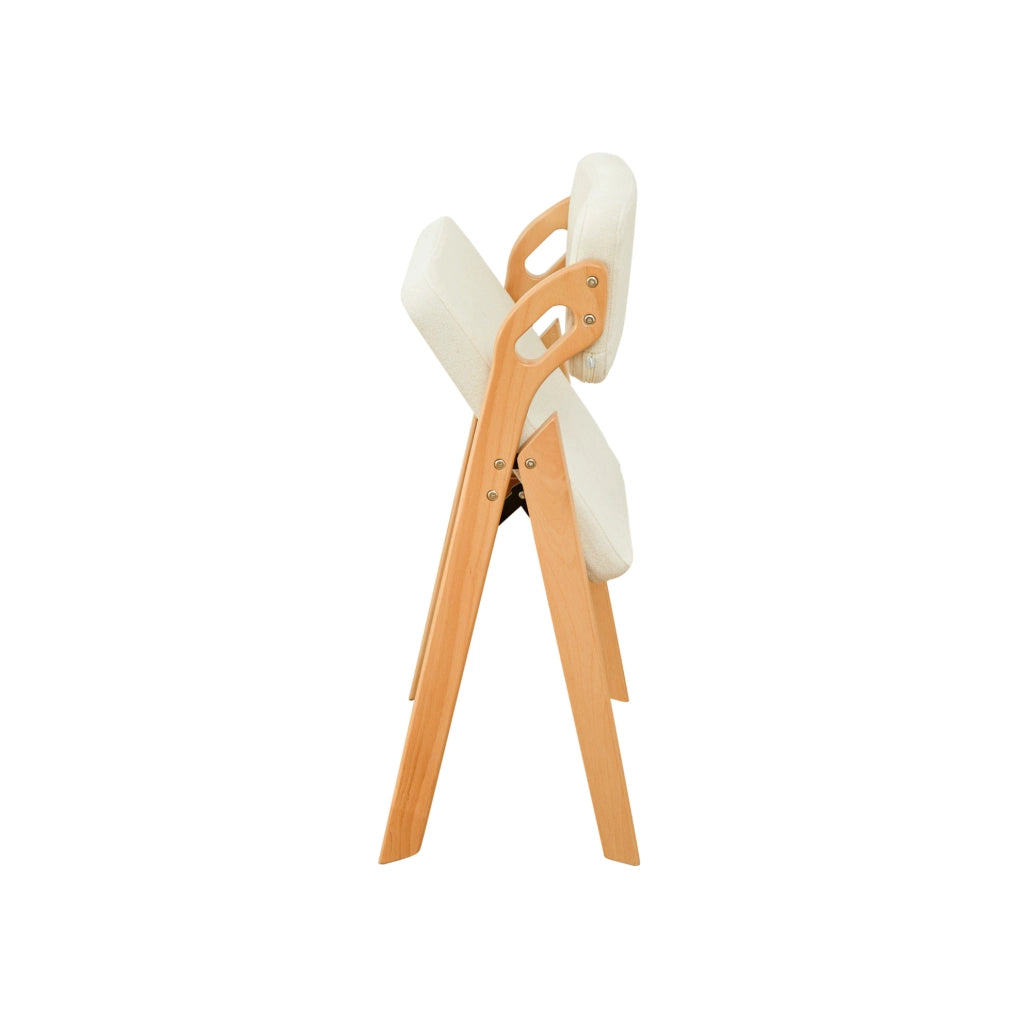 Sedia pieghevole imbottita in legno; beige